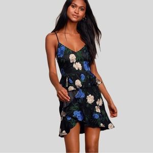 NWT It Was Always You Black Floral Print Embroidered Skater Dress Size Small
